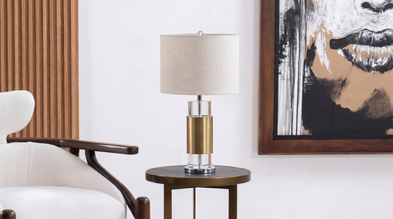 PORTALÁMPARAS DE MESA COLOR ORO ENVEJECIDO AM388