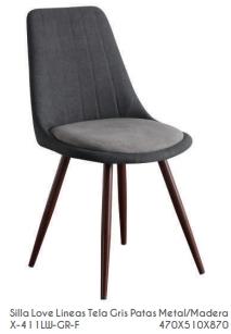 LOVE SILLA LÍNEAS METAL MADERA GRIS X-411LW-GR-F