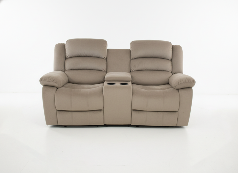 LUBECK LOVE SEAT CONSOLA C/2 RECLINABLES TAPIZ CHOCOLATE