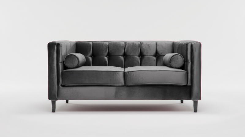 MADISON LOVE SEAT TERCIOPELO GRIS OXFORD MADIS2PLZ-OXF