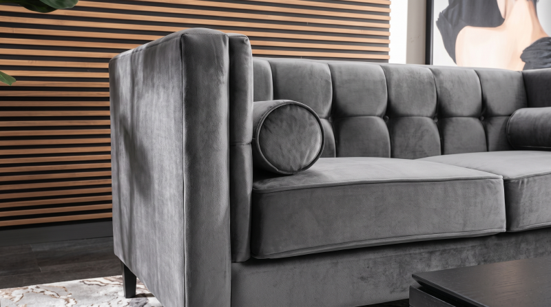 MADISON LOVE SEAT TERCIOPELO GRIS OXFORD MADIS2PLZ-OXF