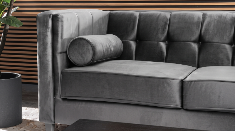 MADISON LOVE SEAT TERCIOPELO GRIS OXFORD MADIS2PLZ-OXF