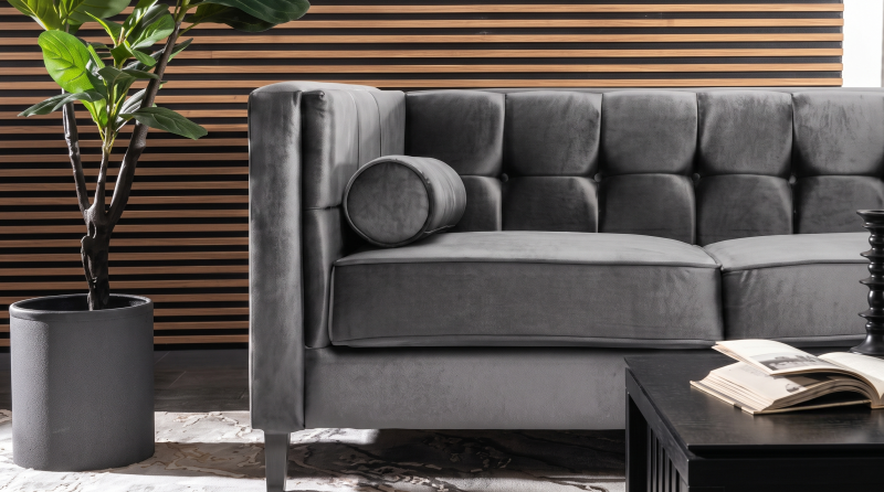 MADISON SOFA TERCIOPELO GRIS OXFORD MADIS3PLZ-OXF