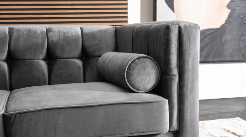 MADISON SOFA TERCIOPELO GRIS OXFORD MADIS3PLZ-OXF