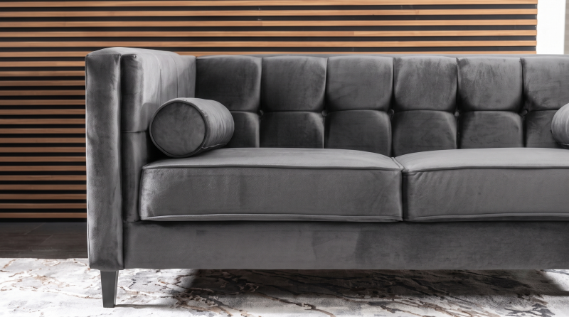 MADISON SOFA TERCIOPELO GRIS OXFORD MADIS3PLZ-OXF