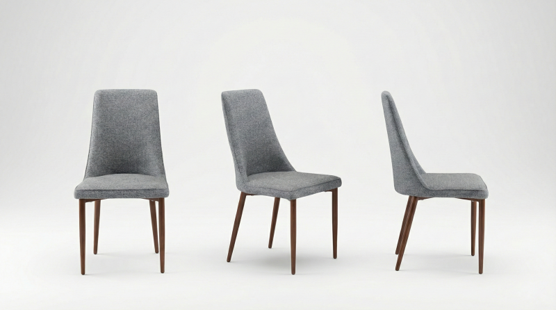 FAMA SILLA PATA METAL MADERA TELA GRIS OBSCURO