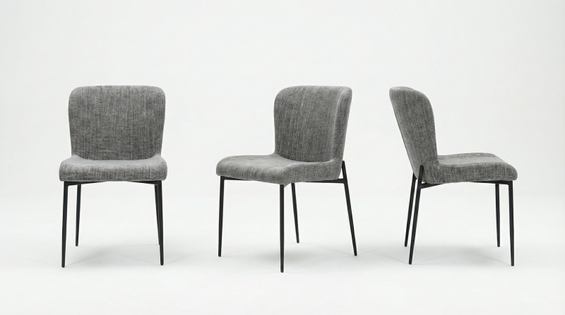 LIGGERA SILLA GRIS PATA METAL NEGRO