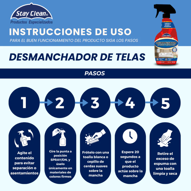 STAY CLEAN DESMANCHADOR P/TAPICERIA Y AFOMBRAS 730 ML 