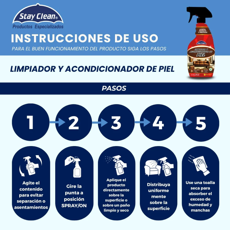 STAY CLEAN LIMPIADOR Y ACONDICIONADOR DE PIEL 730 ML