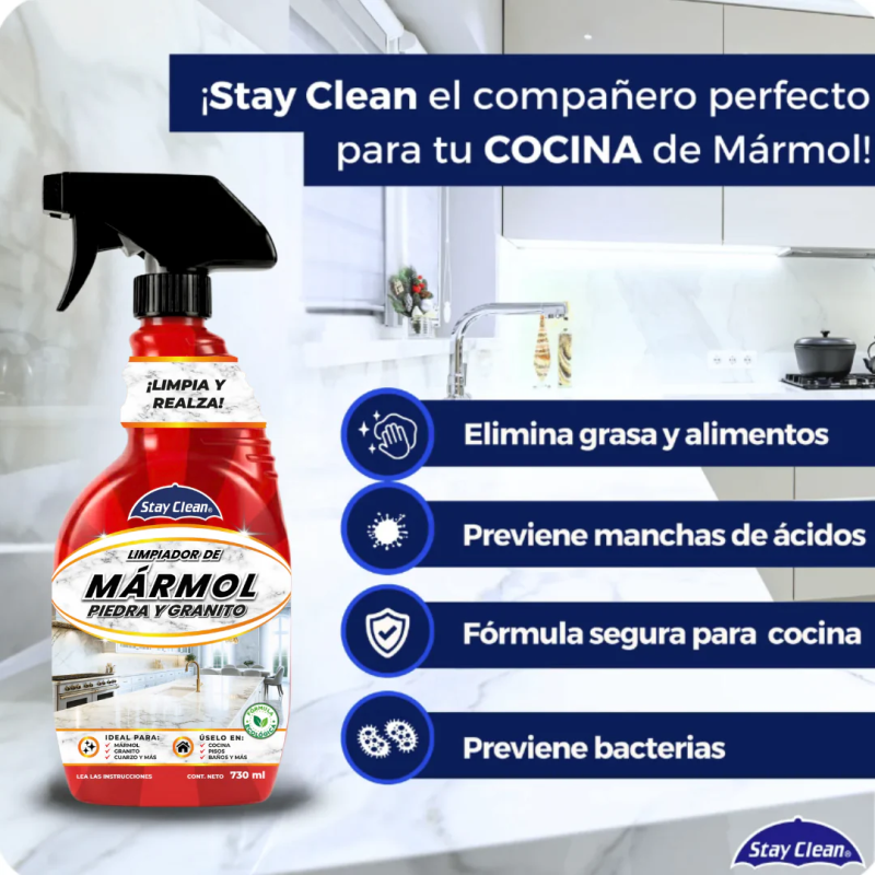 STAY CLEAN LIMPIADOR DE MARMOL, PIEDRA Y GRANITO 730 ML 