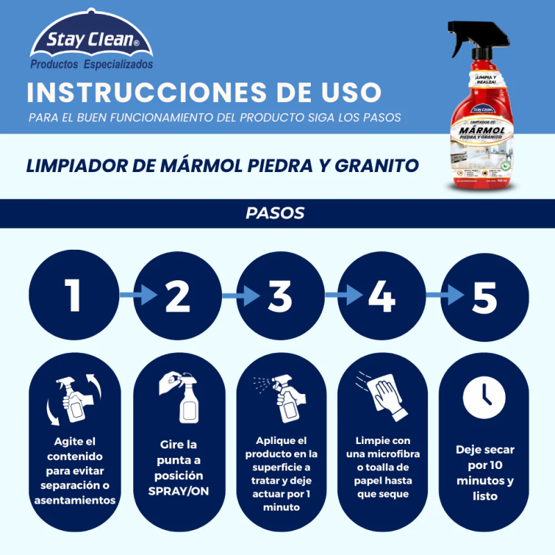 STAY CLEAN LIMPIADOR DE MARMOL, PIEDRA Y GRANITO 730 ML 