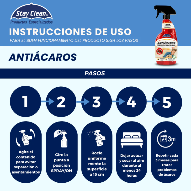 STAY CLEAN ANTI-ACAROS 730 ML