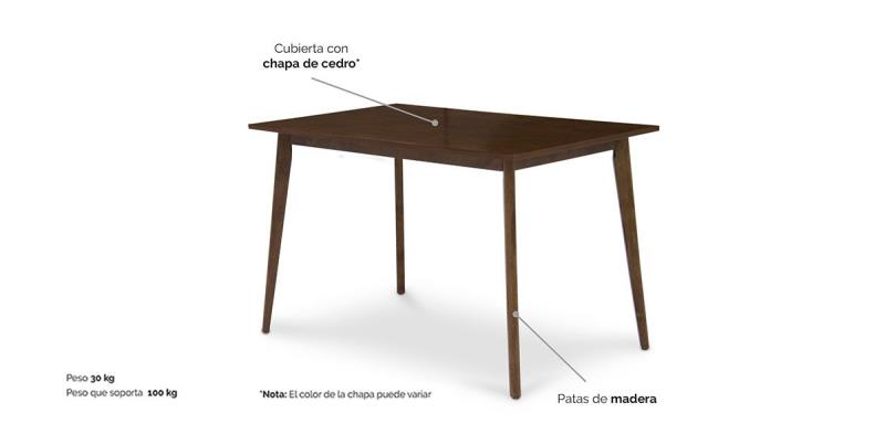 VORI MESA COMEDOR RECTANGULAR 120 X 75 CM NOGAL 683765670741