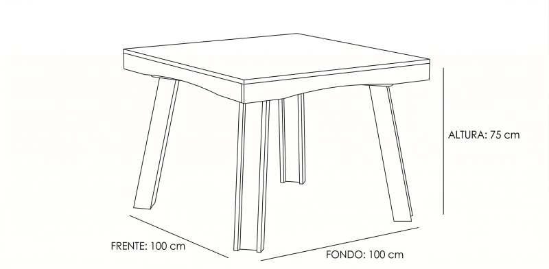CASIA MIEL MESA COMEDOR CUADRADA 100 X 100 CM ACACIA 107