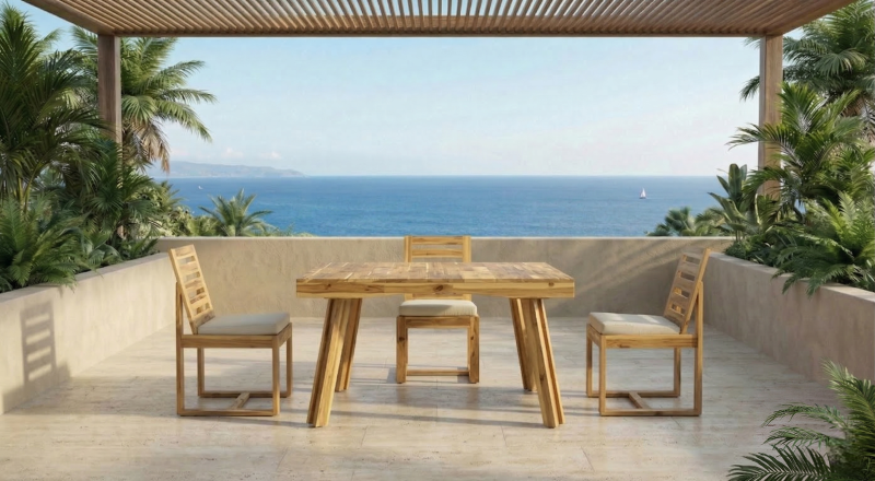 CASIA MIEL MESA COMEDOR CUADRADA 100 X 100 CM ACACIA 107
