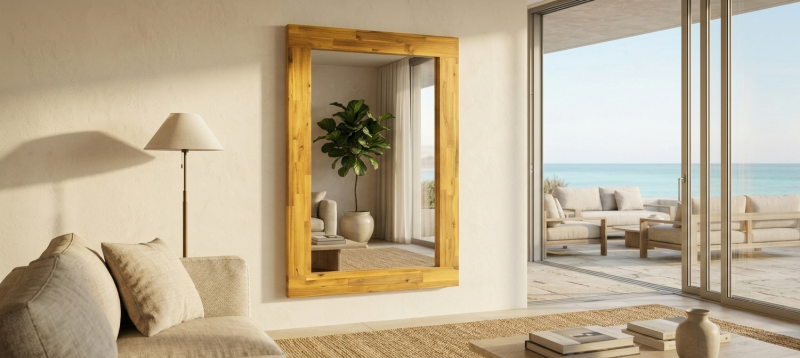 CASIA MIEL ESPEJO RECTANGULAR 120 X 80 CM ACACIA 416