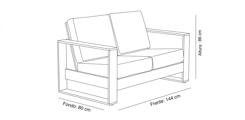 CASIA MIEL LOVE SEAT ACACIA 201