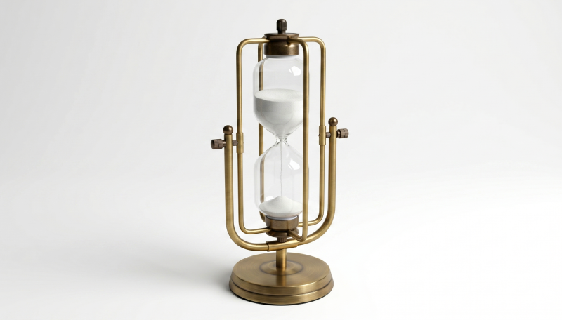 LUKA RELOJ DECORATIVO GIRATORIO DE VIDRIO Y METAL CON ARENA BLANCA