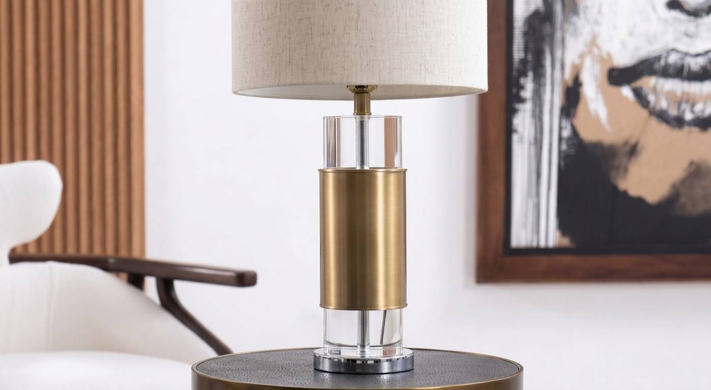 PORTALÁMPARAS DE MESA COLOR ORO ENVEJECIDO AM388