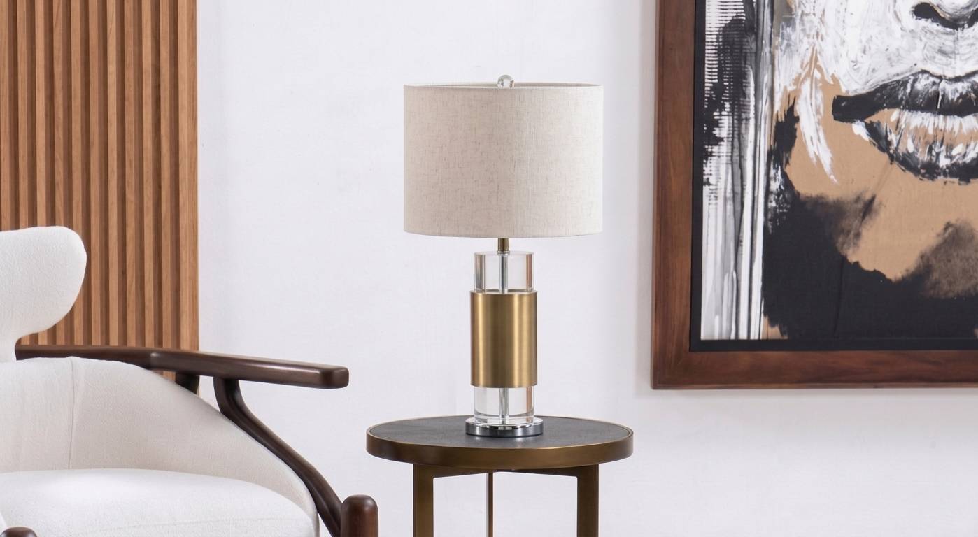 PORTALÁMPARAS DE MESA COLOR ORO ENVEJECIDO AM388