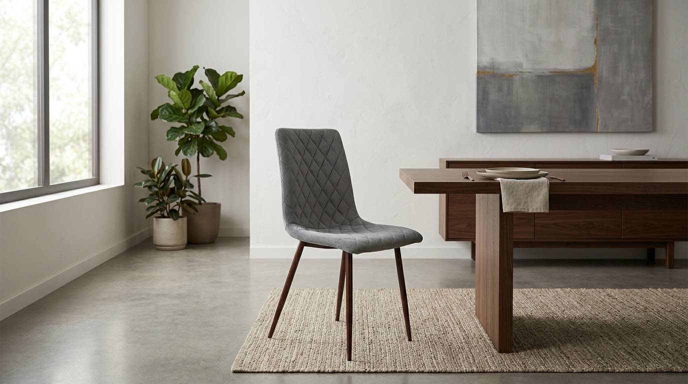 KENDRA SILLA TELA GRIS PATA METAL MADERA