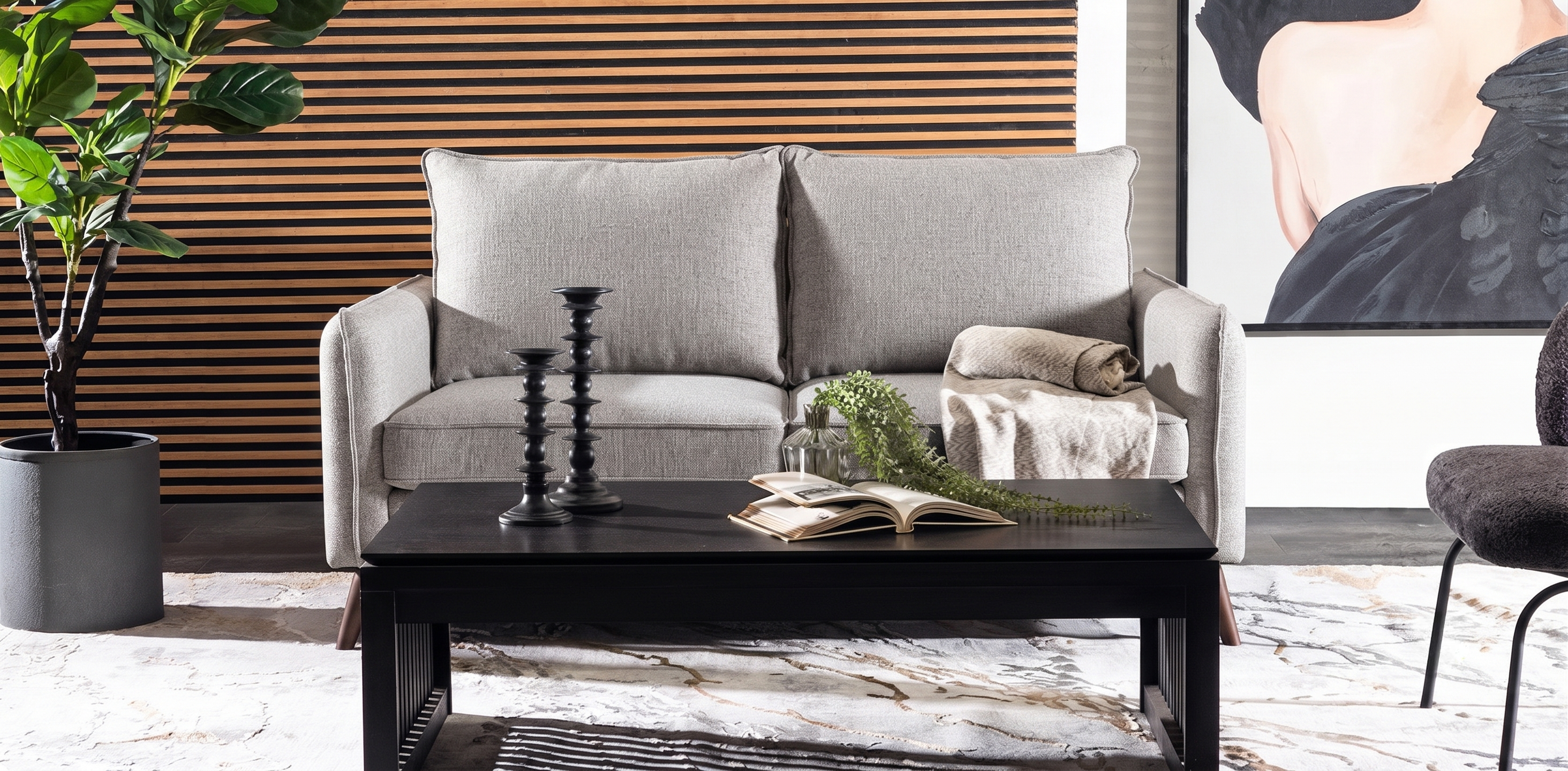 TUTTO LOVE SEAT NOGAL NATURAL GRIS